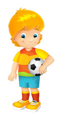 Cartoon boy playing football - sport activity - illustration for children