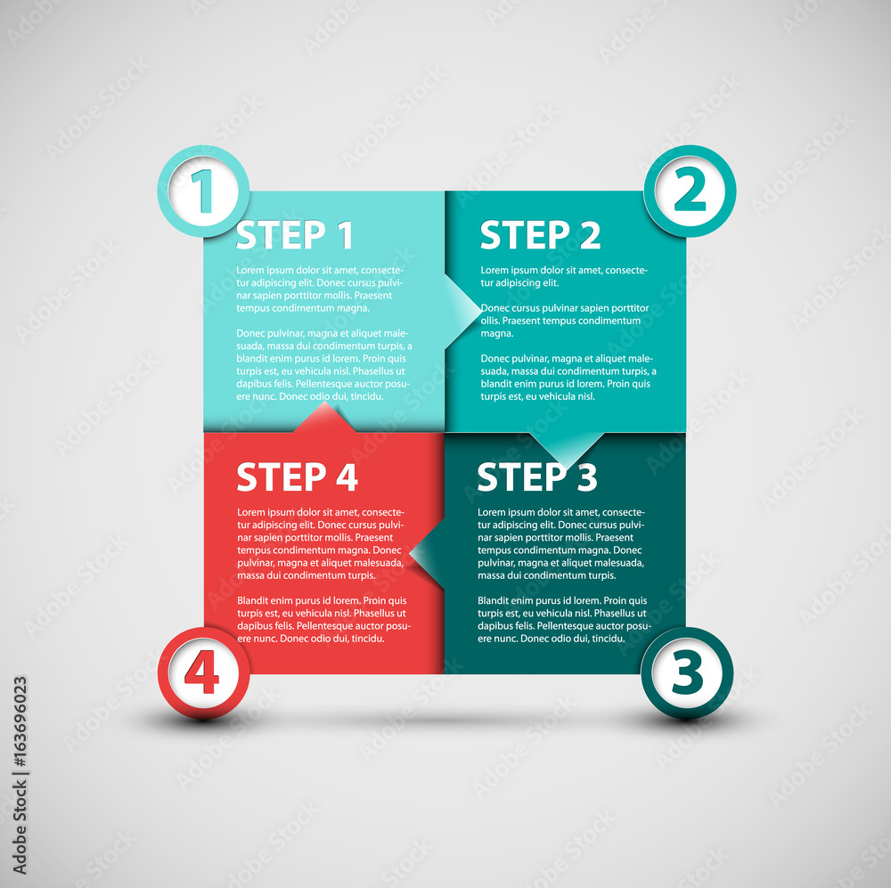 Poster one two three four - vector paper progress steps