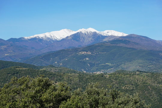 Mountain landscape, the Canigou located in the Pyrenees of southern France, Pyrenees Orientales