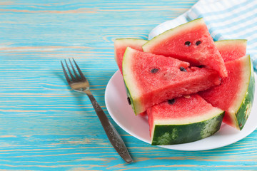 watermelon slices on the plate