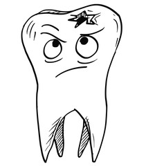 Cartoon Vector of Decayed Carious Tooth