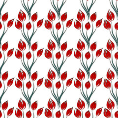 Pattern red flower on white background vector