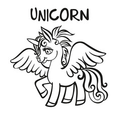 Unicorn. Vector artwork. Coloring book pages for adults and kids