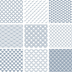 Seamless fish scale patterns set. © troyka