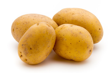 Raw potato isolated on white background.