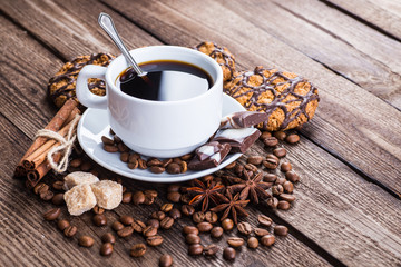 Two cups of espresso on brown napkin