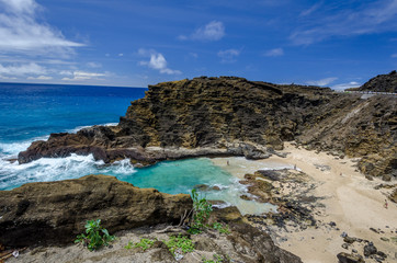 Fototapeta na wymiar hawaii,oahu,plage,paradisiaque,turquoise,ocean,mer