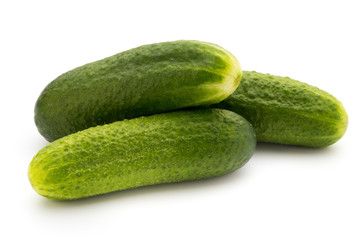 Eco cucumber on white background. Fresh vegetables.