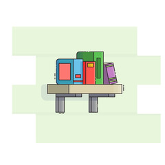 Bookshelf icon. Flat line style