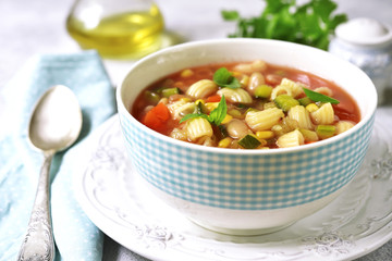 Minestrone - traditional italian vegetable soup.