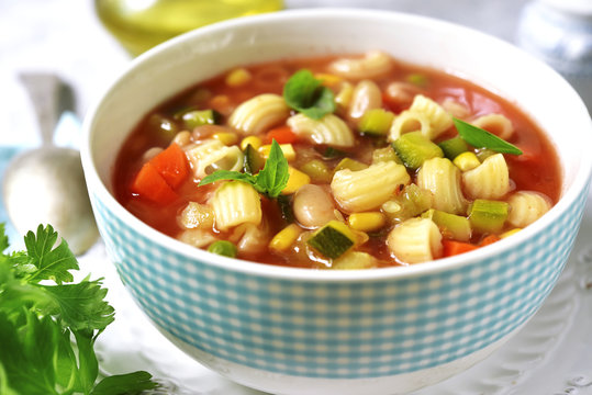 Minestrone - traditional italian vegetable soup.