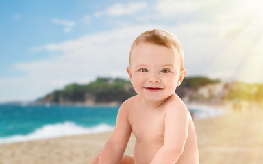 Fototapeta na wymiar Cute baby boy, isolated on white