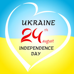24th of august Ukraine Independence Day banner. 24th of august Ukraine Independence Day banner. Ukraine Independence Day vector design text 24th august in heart on national flag colors background