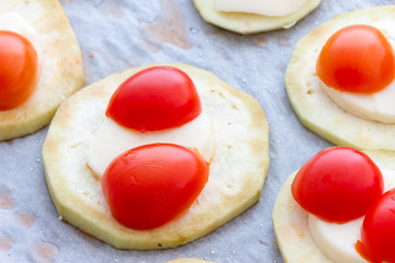 Eggplant with cheese and tomatoes