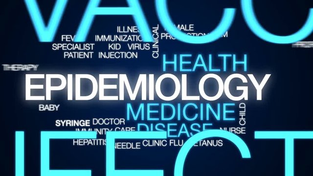 Epidemiology animated word cloud, text design animation.