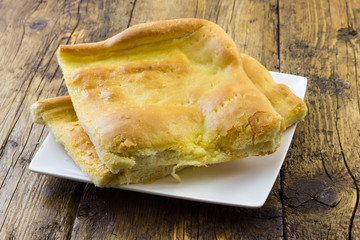Focaccia baked in the oven
