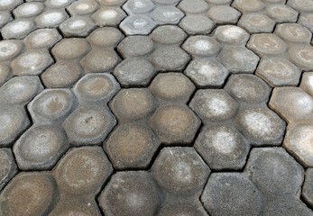  dirty old gray brick walkway for background