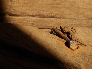 A Lone Nail Standing Next to a Shadow