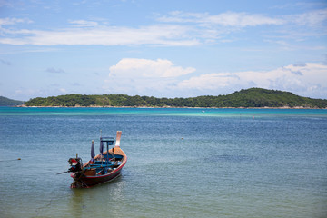 Thai Longtail fisherman boat at rawai beach Phuket Thailand.