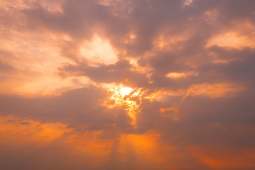 Cloud and sun, sunset time.