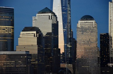 The skyscrapers of the World Financial Center in lower Manhattan.