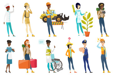Fototapeta premium Professional women vector illustrations set.