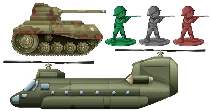 Military vehicles and soldier toys