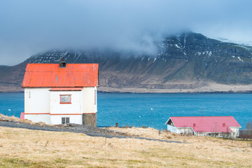 Scandinavian style house at the coastal east fjord of Iceland.