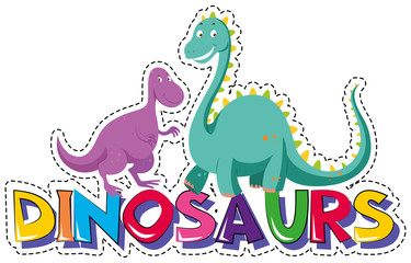 Sticker template for word dinosaurs