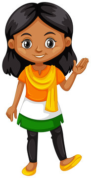 Indian girl wearing shirt with color of the flag