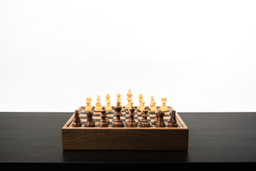 Chess on board , white background