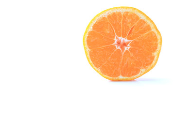 sliced mandarin orange on white