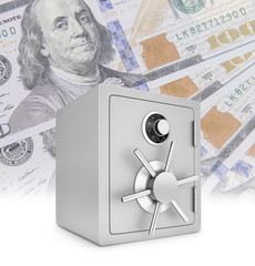 Security safe with new hundred dollar bills