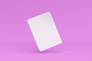 Fototapeta na wymiar Blank white bended flyer mockup on violet background