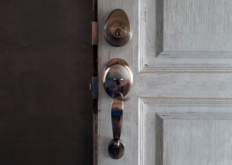 Door lock and handle in close up