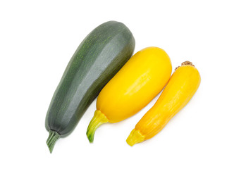 Dark green zucchini and yellow vegetable marrows