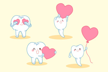 cartoon tooth with heart