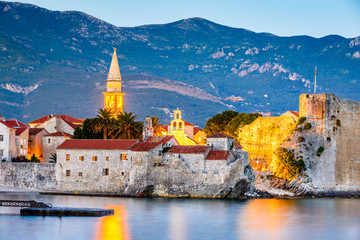 Budva, Montenegro - Fortress at twilight - obrazy, fototapety, plakaty