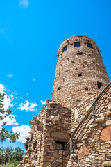 Ancient picturesque pueblo over the cliff in the Grand Canyon, Arizona. High watchtower