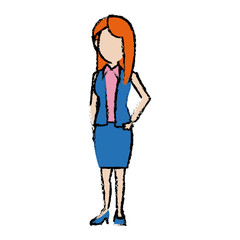 standing woman female cartoon wearing skirt clothes