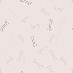 Bones for dog. Beige seamless pattern. Animal background.