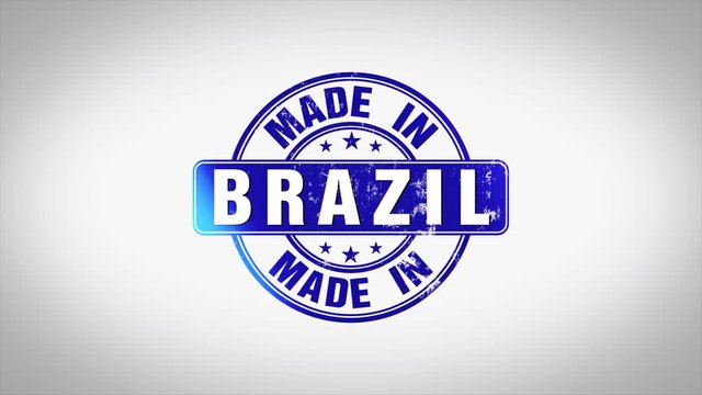 Made in Brazil Word 3D Animated Wooden Stamp Animation
