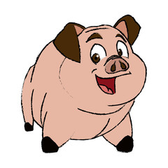 cute two pig funny piggy smiling together