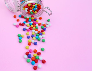 Colorful candies in a jar