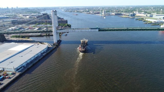 Aerial View of Hopper Dredge Delaware River Philadelphia PA