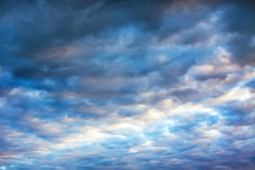 landscape with sky and clouds at sunrise, sunset.
