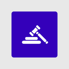 Auction hammer pictogram. Law judge gavel icon. Flat design style.