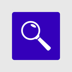 Icon of loupe. Search button. Magnifying glass. Flat design style. 