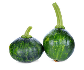 Green pumpkin isolated on the white background .