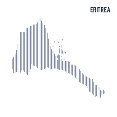 Vector abstract hatched map of Eritrea with vertical lines isolated on a white background.